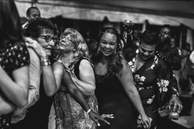 Group dancing at wedding